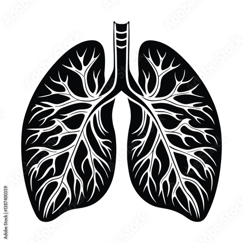 human Lungs  vector  of silhouette