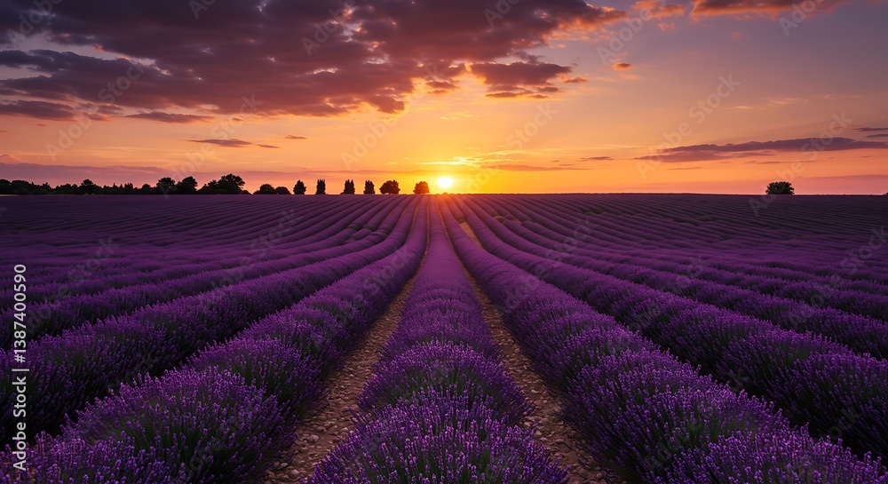 Sunset's Embrace: Lavender's Whisper AI Generated Sunset's Embrace: Lavender's Whisper AI Generated