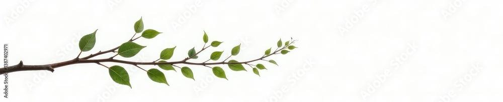Fototapeta premium A few branches with leaves in a container isolated on white background, nature photography, botanical