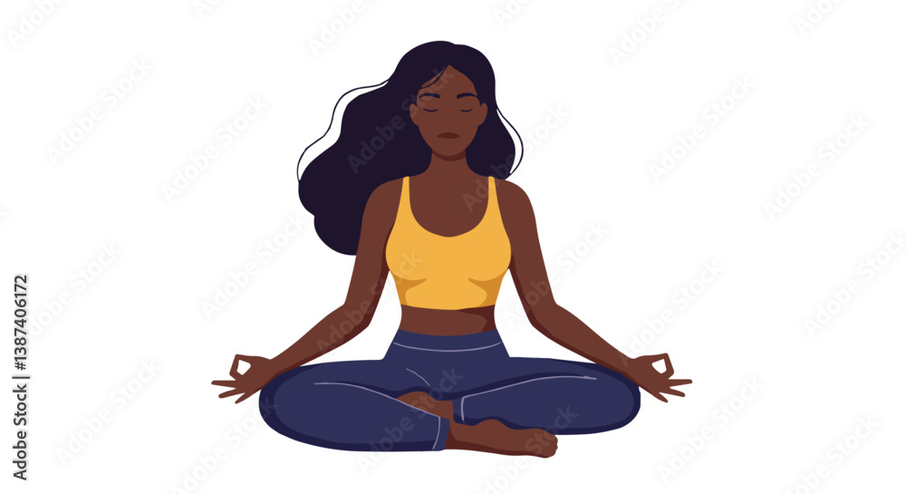 Woman meditating in a peaceful pose against a white background Woman meditating in a peaceful pose against a white background