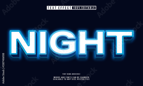 Editable Night 3D text effect template with a sleek, modern design. 