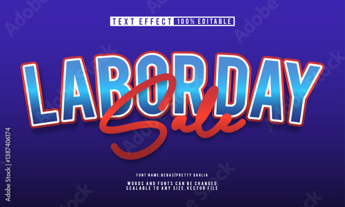 Editable Labor Day text effect template featuring vibrant, colorful design.