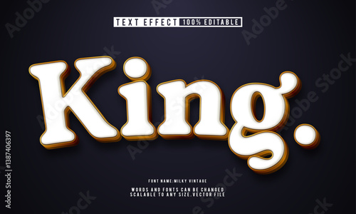 Editable King text effect with luxurious gold style, perfect for regal and high-end designs.