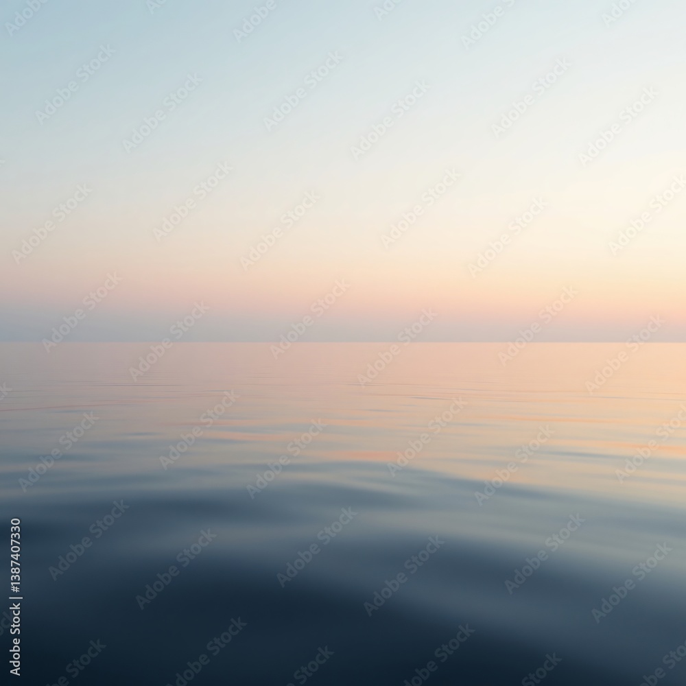 Calm Ocean Water Reflecting Peaceful Pastel Sky at Twilight Hour