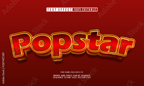 Editable Popstar text effect in shiny golden style