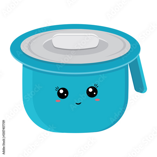 Cartoon vector toilet pot icon, kawaii. Children's toilet. Hygienic pot