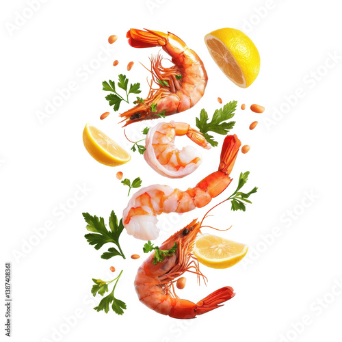 Lemon shrimp on transparent background