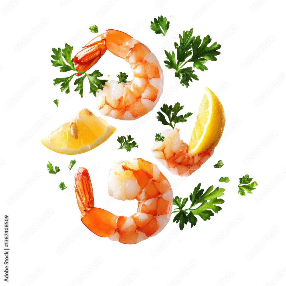 Lemon shrimp on transparent background