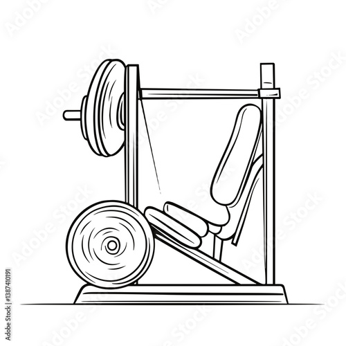 Leg Press Machine Outline Illustration in Minimalist Style  
