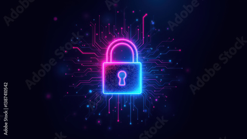 Wallpaper Mural Cybersecurity graphic with a lock symbol and digital grid background. Torontodigital.ca