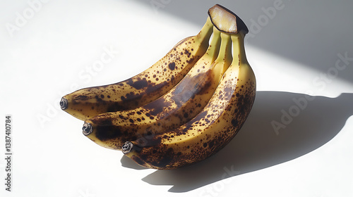 A bunch of ripe bananas with a soft shadow, isolated on white background 