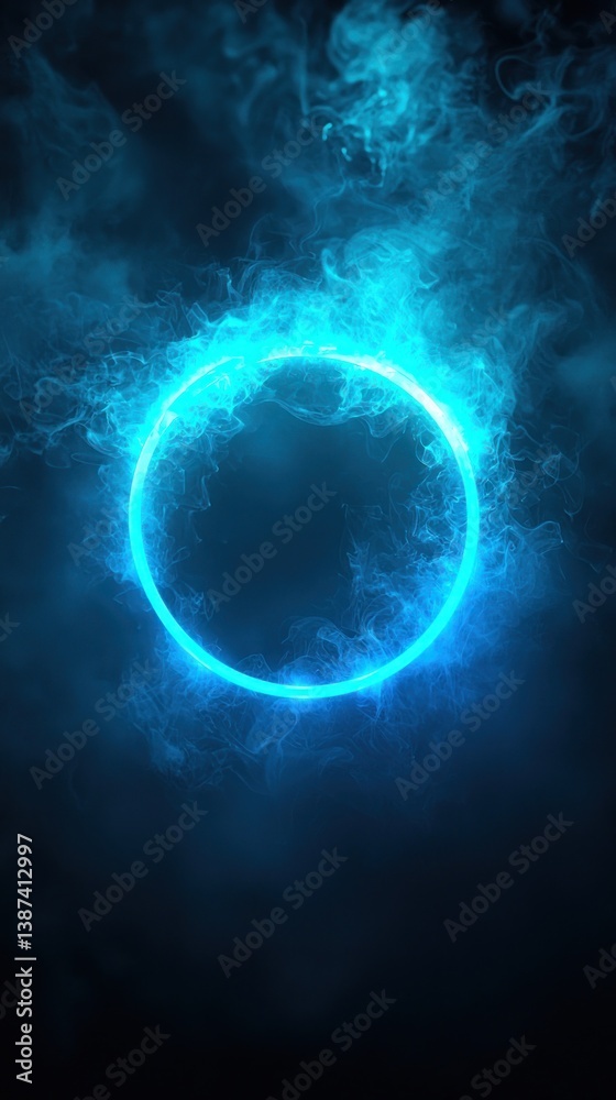 Fototapeta premium Abstract glowing ring in smoky atmosphere