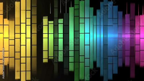 Animated audio spectrum visualizer with vibrant colors and dynamic equalizer display