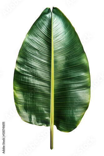 Large green banana leaf with natural texture and veins nature close-up lush environment vibrant concept