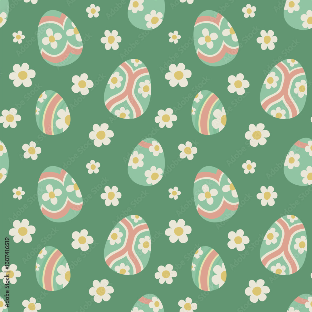Spring seamless pattern with floral eggs Spring seamless pattern with floral eggs