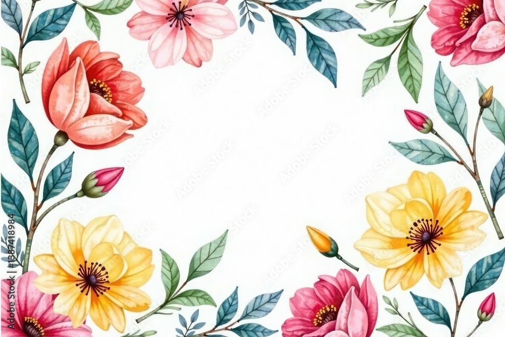 Obraz premium Delicate watercolor floral pattern, perfect for spring flyers , pattern, design, background