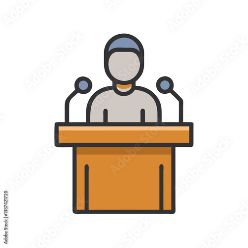 Speaker Behind Podium Icon Design