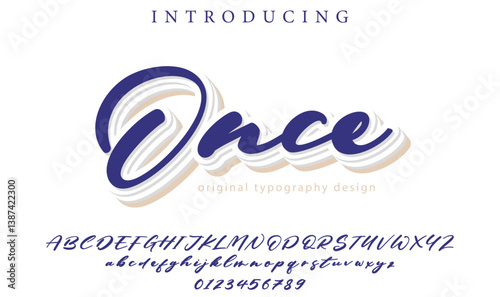 Once Font Stylish brush painted an uppercase vector letters, alphabet, typeface
