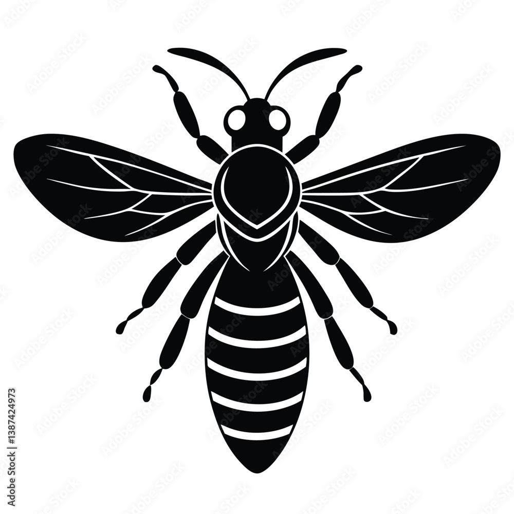 Fototapeta premium Wasp vector silhouette single collection