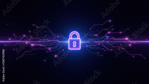 Wallpaper Mural A vibrant digital image featuring a cyber lock symbolizing internet security. Torontodigital.ca