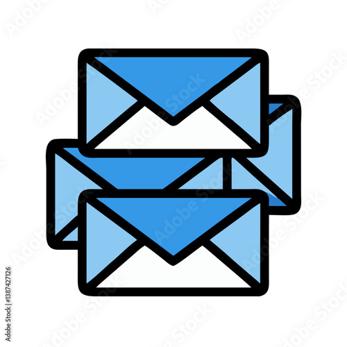 Stacked Envelopes Representing Multiple Emails or Messages Icon Design