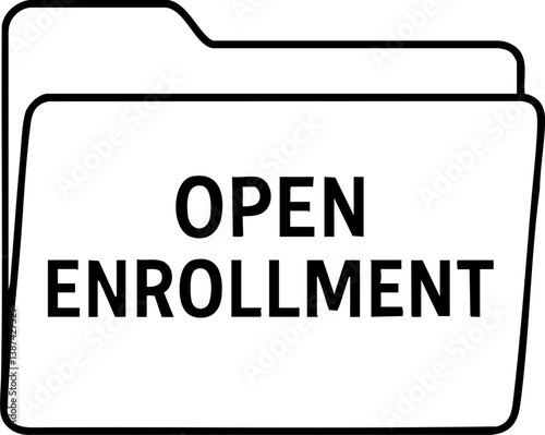 Healthcare Costs premium concept. Open enrollment folder with bold text for educational or professional use.