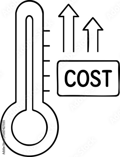 Healthcare Costs premium concept. Cost increase thermometer illustration.