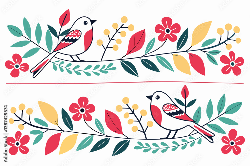 Fototapeta premium birds and flowers