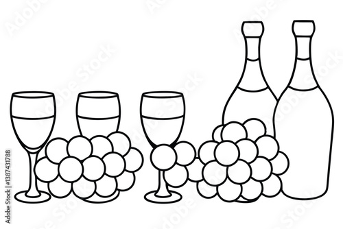 Grape Juice Leaf Line Art Creative Design for Illustration Purpose 