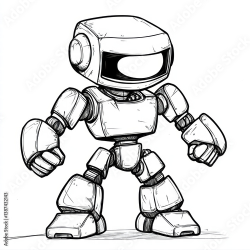 Mechanical Marvel: A stylized robot stands boldly, exuding strength and technological prowess, rendered with precision and a touch of whimsy, perfect for tech-focused designs.
