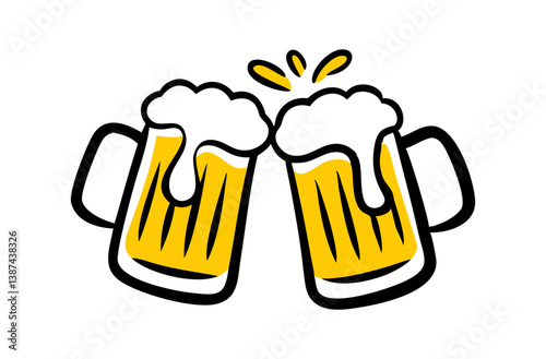 Cheers to Good Times Two Beers Clinking in Celebration illustration