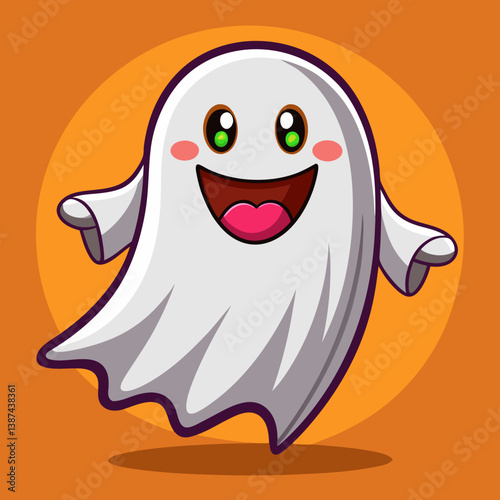 "Download a cute Happy Ghost vector for printables and digital designs, perfect for Halloween!"