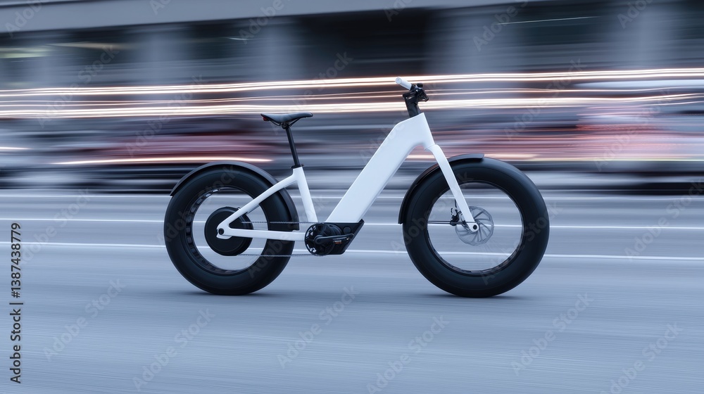 Modern electric bicycle moving swiftly on urban street