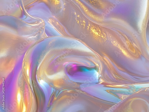 Abstract iridescent waves w...