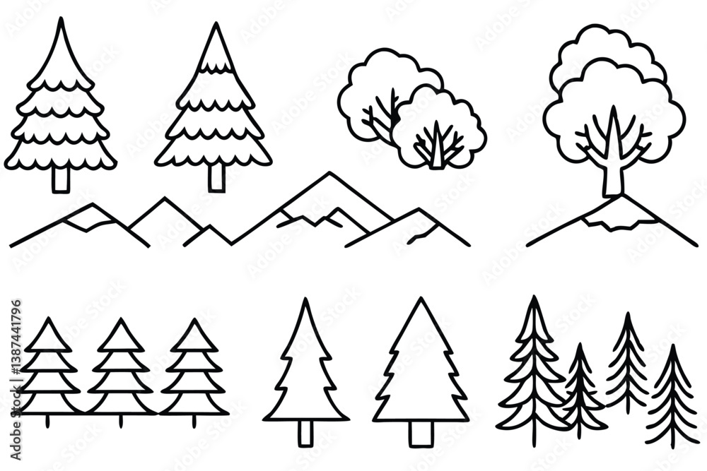 Obraz premium Forests Line Art Illustration Creative Design for Environmental Artwork 