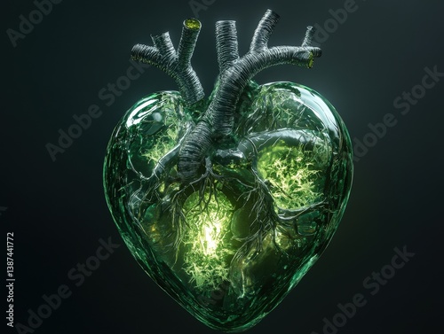 Green crystalline heart wit...