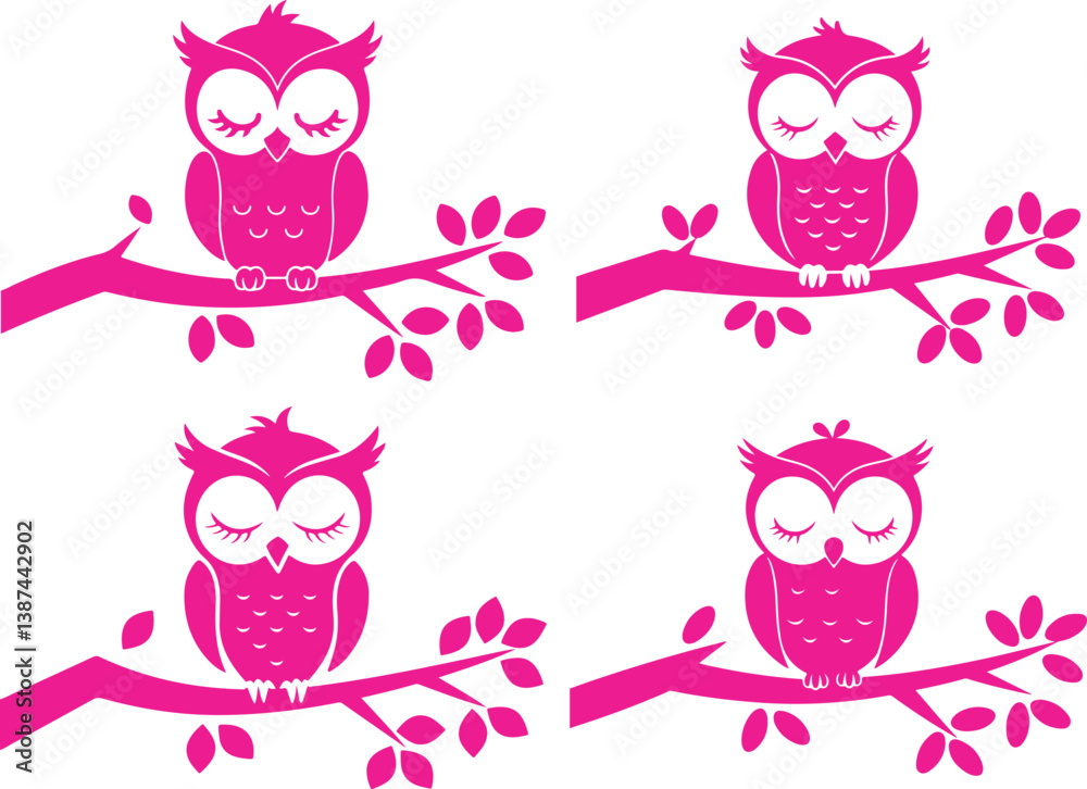 Fototapeta premium Owl Silhouette Vector Illustration Art