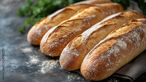 Crusty Artisan Bread Golden Brown Baguettes Freshly Baked Delicious Food Photography