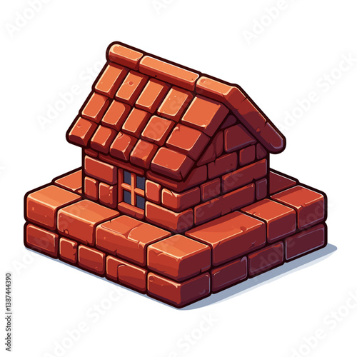 Vector illustration of brick house model or architectural miniature. Perfect for construction websites, real estate marketing, and home building tutorials.