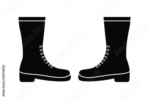 High Boot shoe silhouettes vector with white background