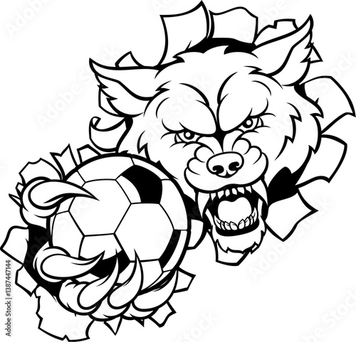 A wolf angry animal soccer ...