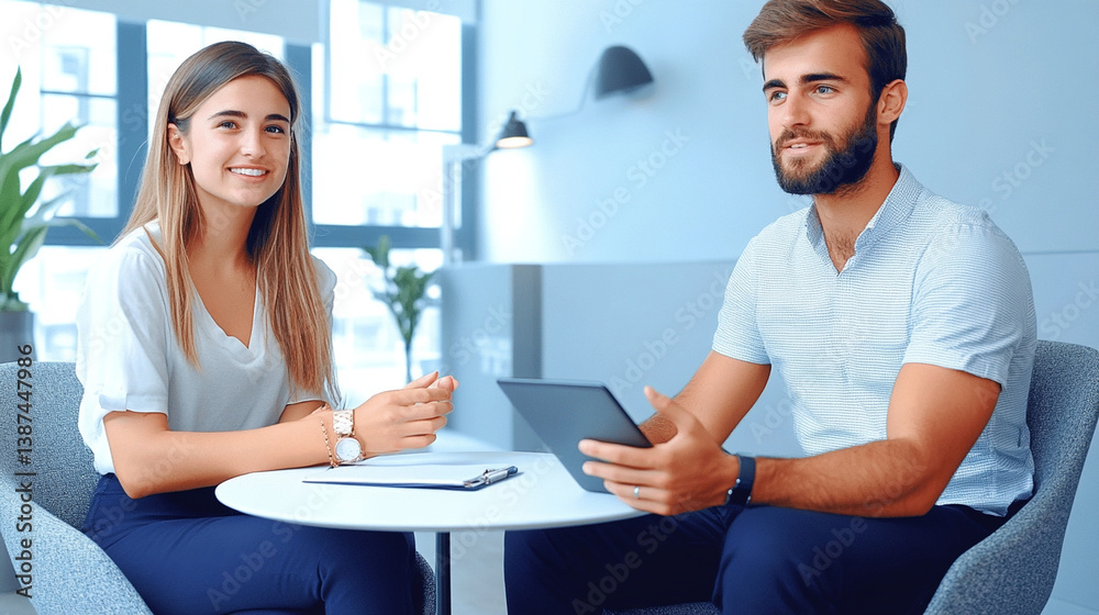 Fototapeta premium one on one sales meeting illustration