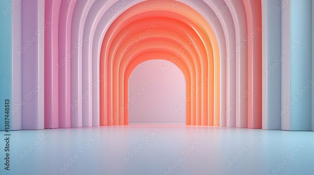 Fototapeta premium Abstract Pastel Gradient Archway with Vibrant Colors