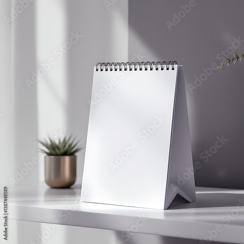 Blank white desk calendar mockup