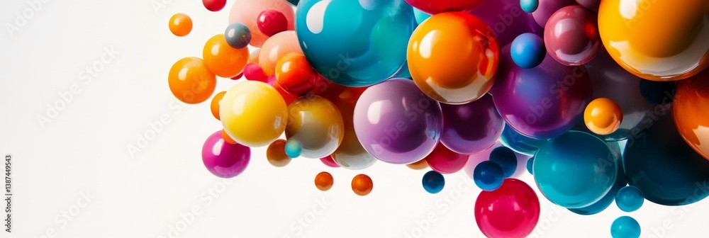 Abstract colorful spheres floating against a white background vibrant and Abstract colorful spheres floating against a white background vibrant and