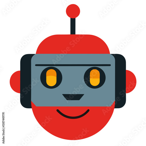 Robot Face Icon Friendly Bot Symbol for AI Technology Chat and Automation


