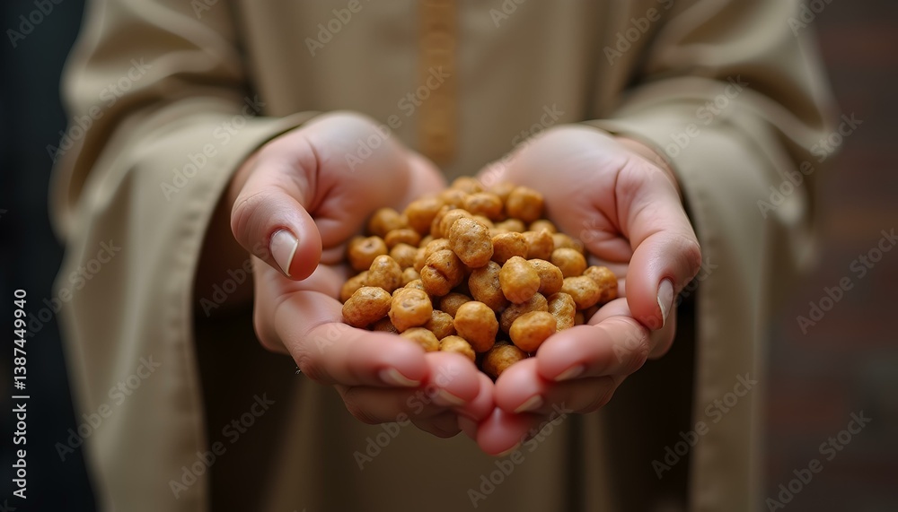 Hands holding dates for Eid or Ramadan tradition Hands holding dates for Eid or Ramadan tradition