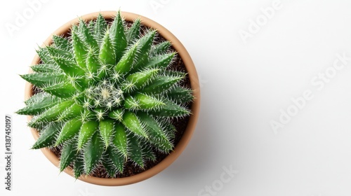 Obraz na płótnie A bright and vibrant cactus plant, lovingly placed in a stylish terracotta pot, providing a natural and refreshing touch to any indoor or outdoor space. w salonie