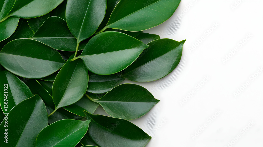 Obraz premium Bright Green Lush Leaves on White Background