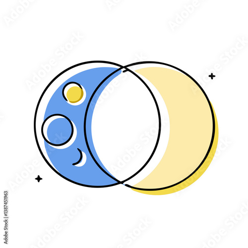 Moon phases in blue and yellow colors  